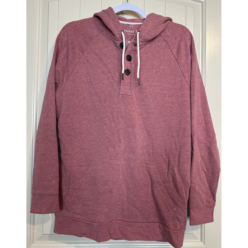 Hawker Rye Sweater Henley Hooded heathered red Long Sleeve Casual Sweatshirt M‎